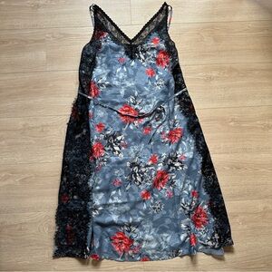 French Connection Cateline Lace Slip flowers Blue Black Dress size 6